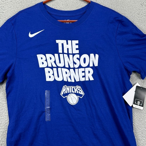 New York Knicks T-Shirt Tee Mens Large Blue Jalen Brunson NBA Graphic Nike NEW - Picture 1 of 10